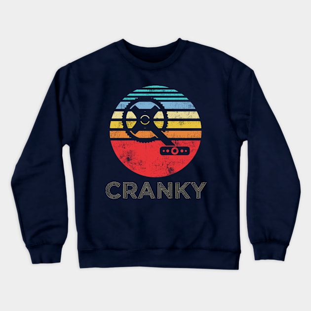 Bicycle Cranky Retro Distressed Gift For Cycling Lovers Fans Crewneck Sweatshirt by missalona